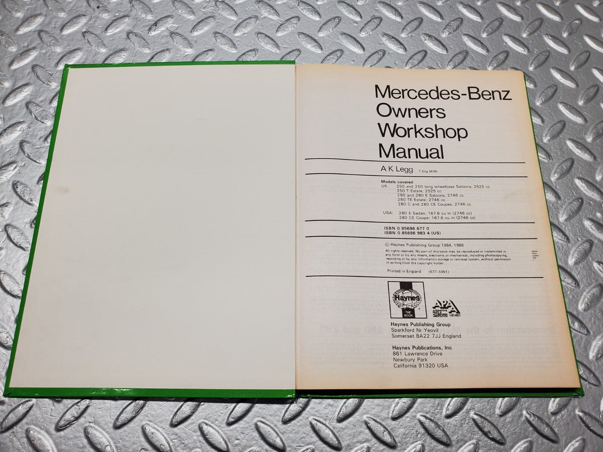 48854 Mercedes-Benz Owner's Workshop Manual ISBN 0 85696 677 0