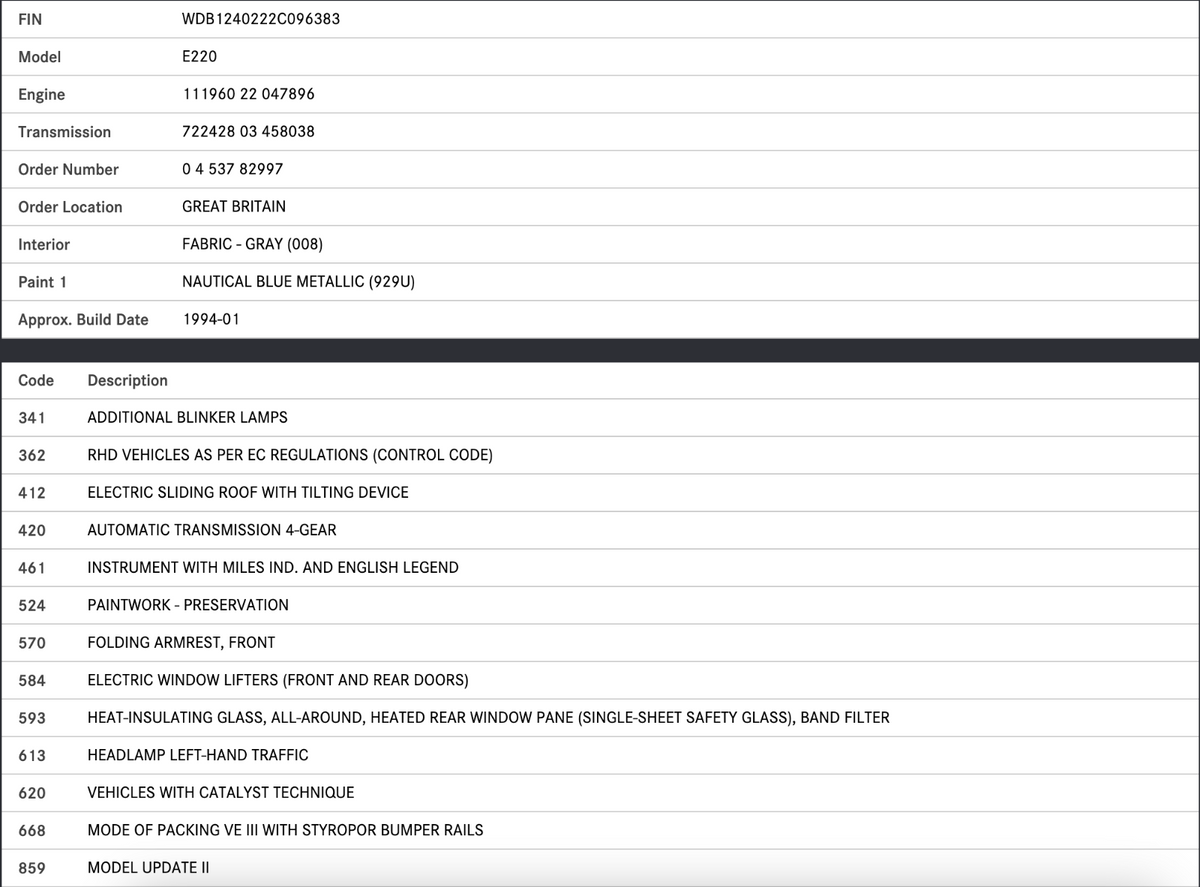 44817 Mercedes-Benz W124 220E Under Headlight Trim Left Side A1248851285